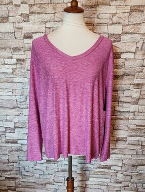 Ebb & Flow Women's V-Neck Long Sleeve Top - Pink/Purple